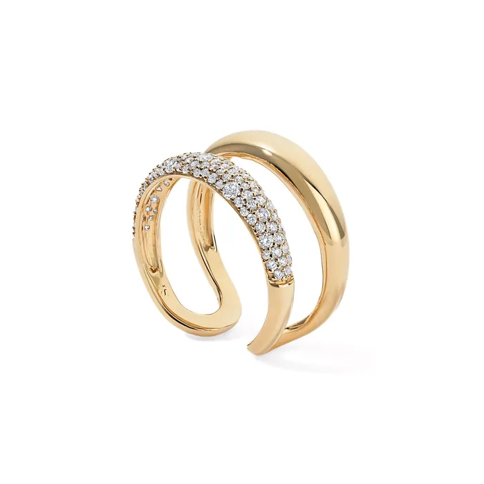 SG Fine Gold and Diamond Double Domed Ring Rings