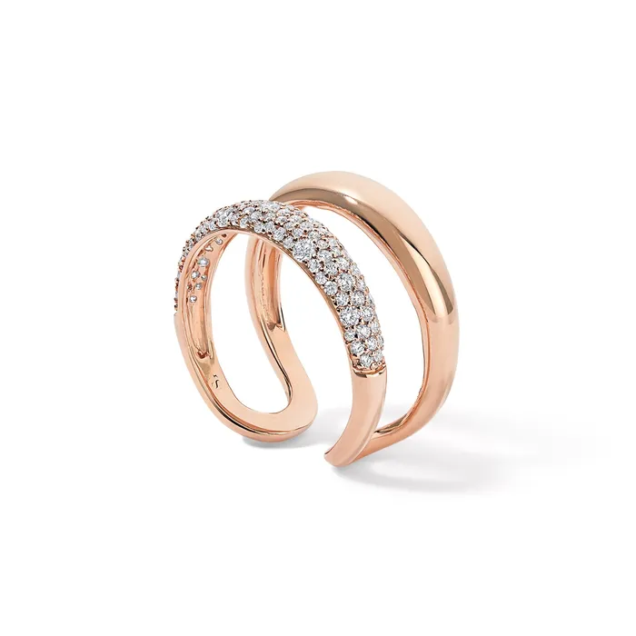 SG Fine Gold and Diamond Double Domed Ring Rings