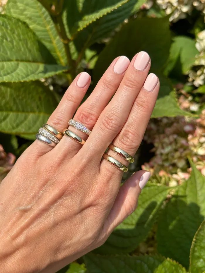 SG Fine Gold and Diamond Double Domed Ring Rings