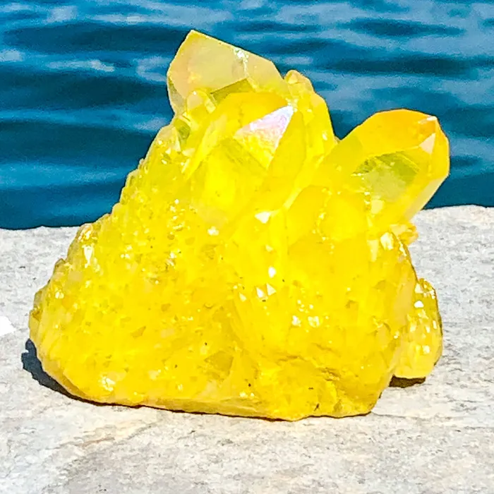 Spirit Quartz Yellow Flame Aura Quartz Crystal cluster 370 grams Magic Crystals Charm Necklaces