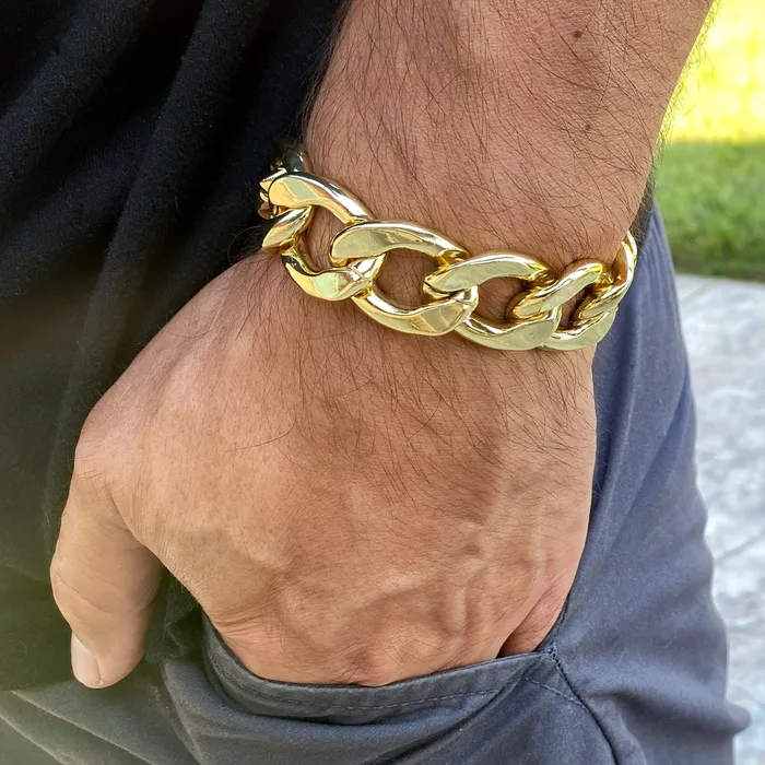14K Gold Plated Cuban Link Hip Hop Bracelet 20MM Thick 785 Inch Bling Cartel Bracelets 14K Gold Plated Cuban Link Hip Hop Bracelet 20MM Thick 785 Inch Bling Cartel Bracelets