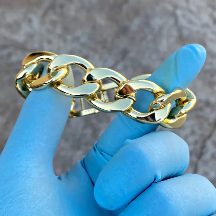 14K Gold Plated Cuban Link Hip Hop Bracelet 20MM Thick 785 Inch Bling Cartel Bracelets 14K Gold Plated Cuban Link Hip Hop Bracelet 20MM Thick 785 Inch Bling Cartel Bracelets