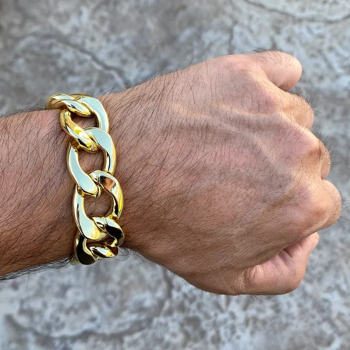 14K Gold Plated Cuban Link Hip Hop Bracelet 20MM Thick 785 Inch Bling Cartel Bracelets 14K Gold Plated Cuban Link Hip Hop Bracelet 20MM Thick 785 Inch Bling Cartel Bracelets