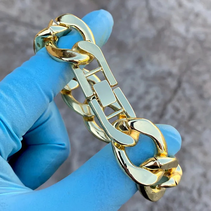 14K Gold Plated Cuban Link Hip Hop Bracelet 20MM Thick 785 Inch Bling Cartel Bracelets 14K Gold Plated Cuban Link Hip Hop Bracelet 20MM Thick 785 Inch Bling Cartel Bracelets
