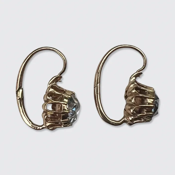 21stfinds Earrings Victorian RoseCut Diamond Leverback Earrings