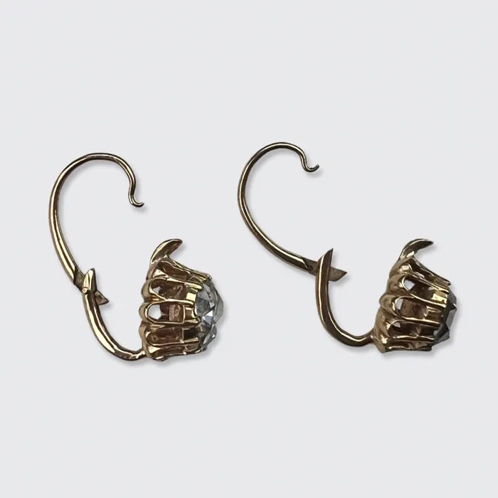 21stfinds Earrings Victorian RoseCut Diamond Leverback Earrings