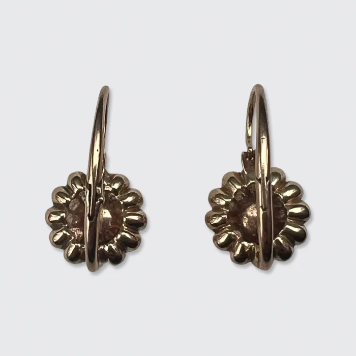 21stfinds Earrings Victorian RoseCut Diamond Leverback Earrings