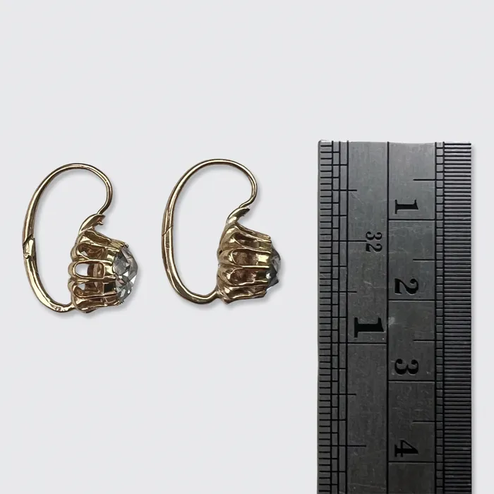 21stfinds Earrings Victorian RoseCut Diamond Leverback Earrings