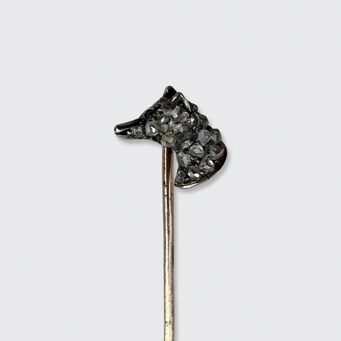 21stfinds Victorian RoseCut Diamond Dog Stickpin Earrings