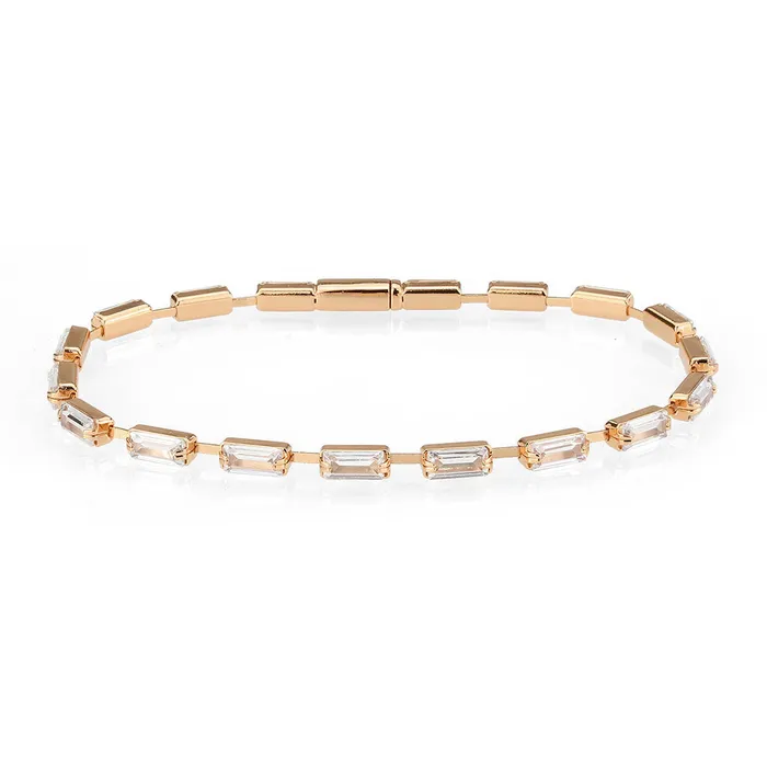 3W1714 Rose Gold Brass Bracelet with AAA Grade CZ in Clear Alamode Bracelets