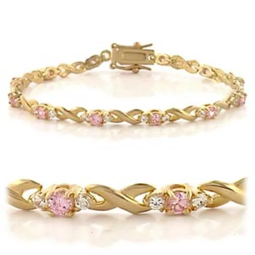 46804 Gold Brass Bracelet with AAA Grade CZ in Rose Alamode Bracelets