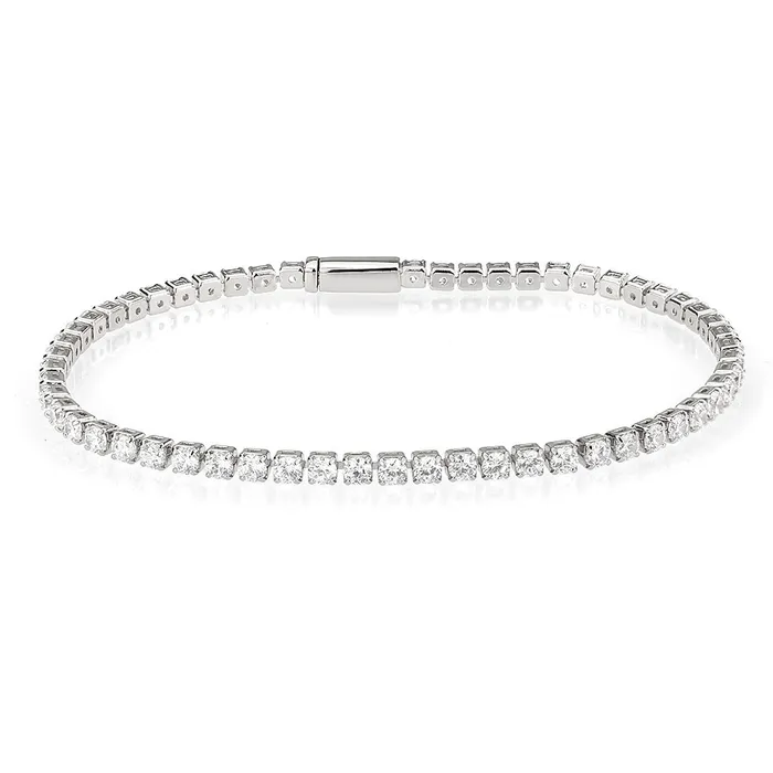 Alamode 3W1688 Rhodium Brass Bracelet with AAA Grade CZ in Clear Bracelets