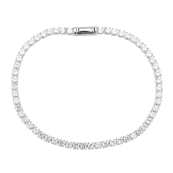 Alamode 3W1688 Rhodium Brass Bracelet with AAA Grade CZ in Clear Bracelets Alamode 3W1688 Rhodium Brass Bracelet with AAA Grade CZ in Clear Bracelets