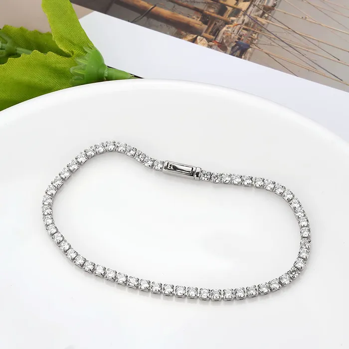 Alamode 3W1688 Rhodium Brass Bracelet with AAA Grade CZ in Clear Bracelets Alamode 3W1688 Rhodium Brass Bracelet with AAA Grade CZ in Clear Bracelets