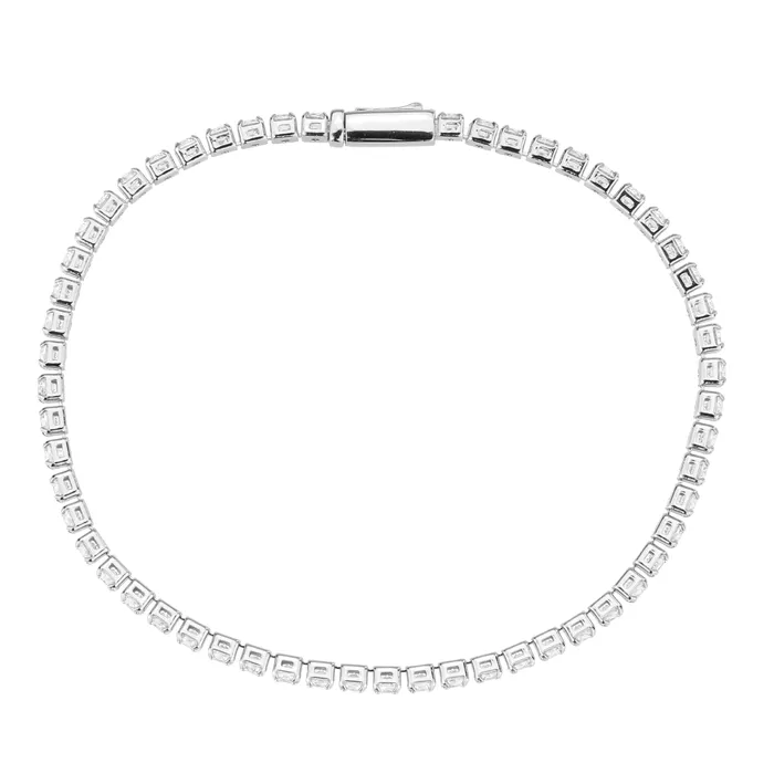 Alamode 3W1688 Rhodium Brass Bracelet with AAA Grade CZ in Clear Bracelets Alamode 3W1688 Rhodium Brass Bracelet with AAA Grade CZ in Clear Bracelets