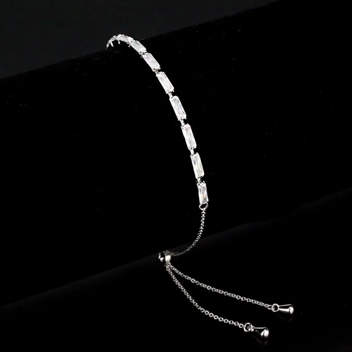 Alamode Bracelets 3W1652 Rhodium Brass Bracelet with AAA Grade CZ in Clear