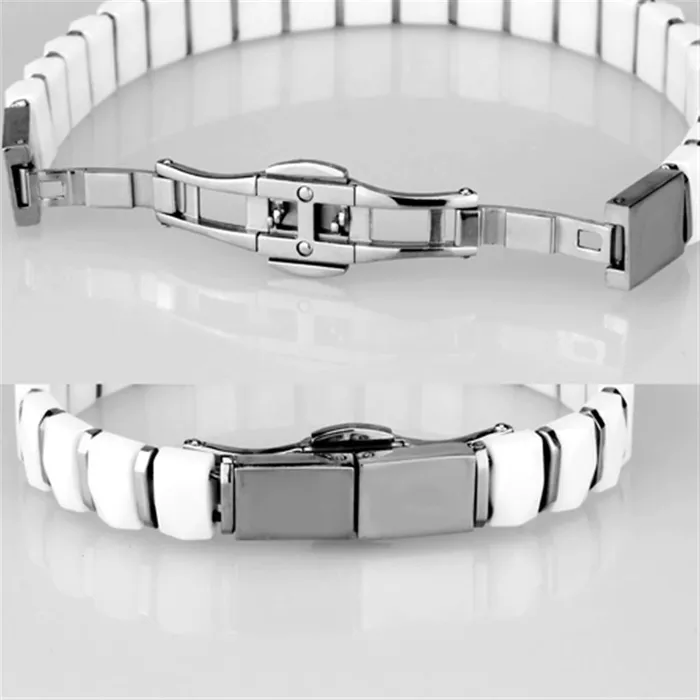 Alamode Bracelets 3W991 High polished no plating Stainless Steel Bracelet with Ceramic in White
