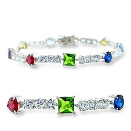 Alamode Bracelets 414402 HighPolished 925 Sterling Silver Bracelet with AAA Grade CZ in Multi Color Alamode Bracelets 414402 HighPolished 925 Sterling Silver Bracelet with AAA Grade CZ in Multi Color