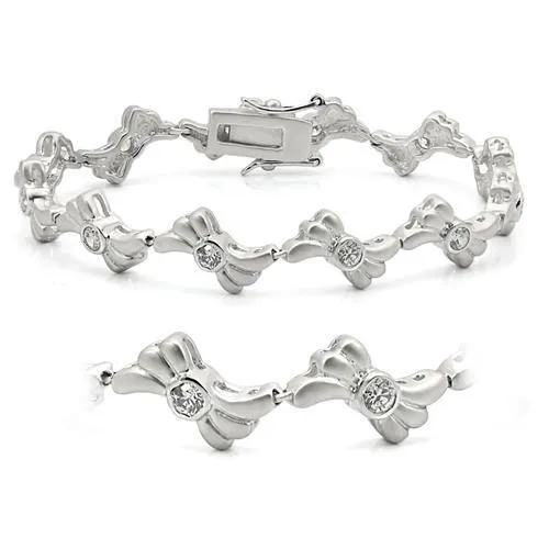 Alamode Bracelets LO1164 Matte Rhodium Rhodium Brass Bracelet with AAA Grade CZ in Clear Alamode Bracelets LO1164 Matte Rhodium Rhodium Brass Bracelet with AAA Grade CZ in Clear