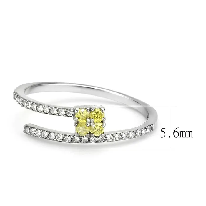 Alamode DA338 No Plating Stainless Steel Ring with AAA Grade CZ in Topaz Rings