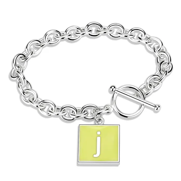 Alamode LO4648 HighPolished Brass Bracelet with Epoxy in Emerald Bracelets