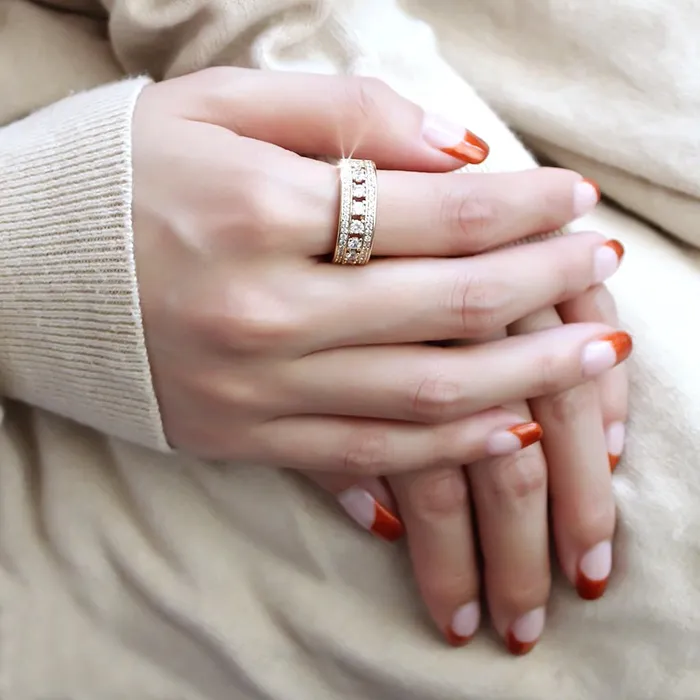 Alamode Rings 3W1459 Gold Brass Ring with AAA Grade CZ in Clear