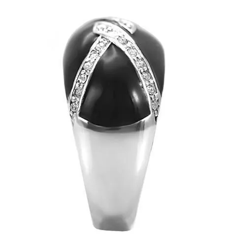 Alamode Rings TK022 High polished no plating Stainless Steel Ring with Top Grade Crystal in Clear