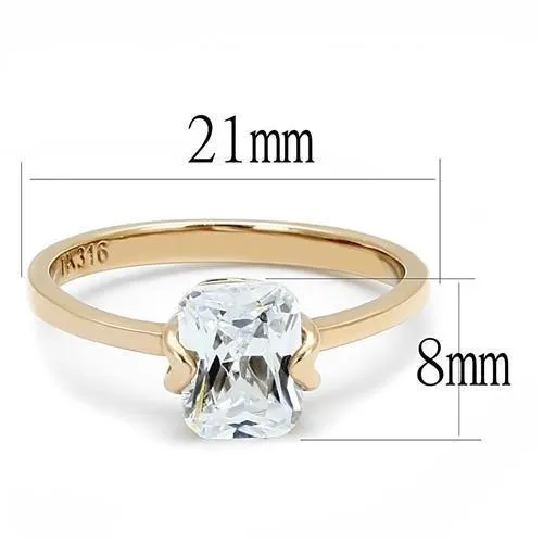 Alamode Rings TK3179 IP Rose GoldIon Plating Stainless Steel Ring with AAA Grade CZ in Clear