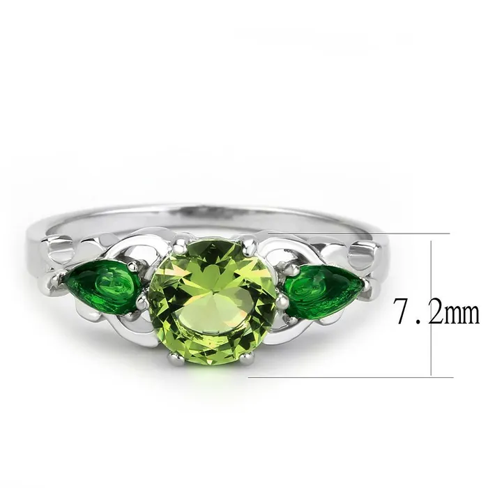 Alamode Rings TK3610 No Plating Stainless Steel Ring with Crystal in Peridot