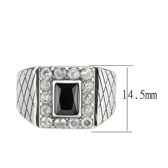 Alamode Rings TK3761 High polished no plating Stainless Steel Ring with AAA Grade CZ in Jet Alamode Rings TK3761 High polished no plating Stainless Steel Ring with AAA Grade CZ in Jet