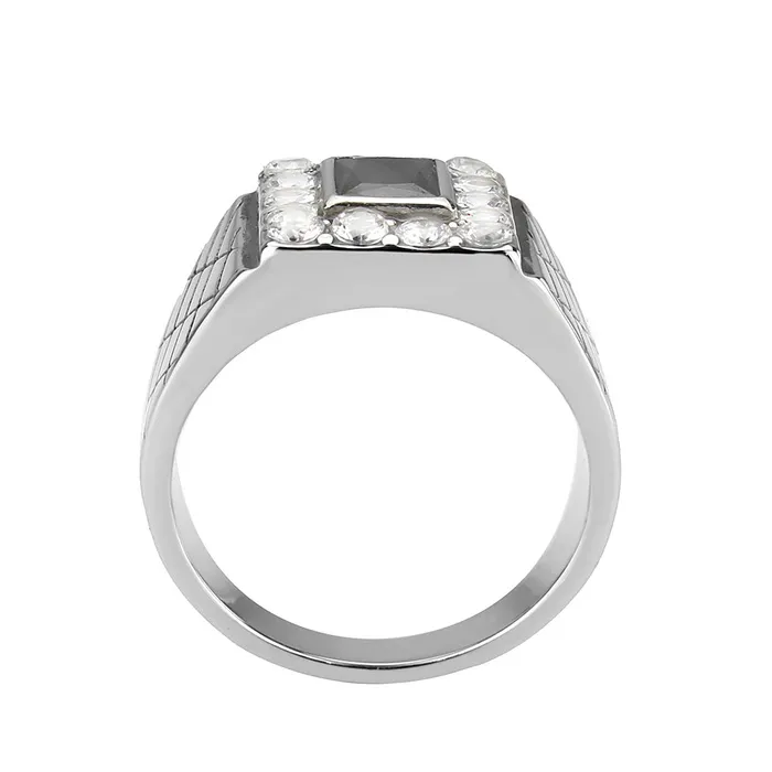 Alamode Rings TK3761 High polished no plating Stainless Steel Ring with AAA Grade CZ in Jet Alamode Rings TK3761 High polished no plating Stainless Steel Ring with AAA Grade CZ in Jet
