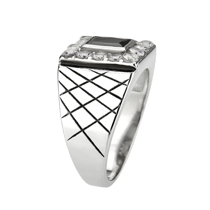 Alamode Rings TK3761 High polished no plating Stainless Steel Ring with AAA Grade CZ in Jet Alamode Rings TK3761 High polished no plating Stainless Steel Ring with AAA Grade CZ in Jet