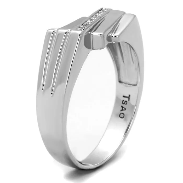 Alamode Rings TS232 Rhodium 925 Sterling Silver Ring with AAA Grade CZ in Clear