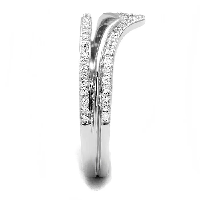 Alamode Rings TS582 Rhodium 925 Sterling Silver Ring with AAA Grade CZ in Clear