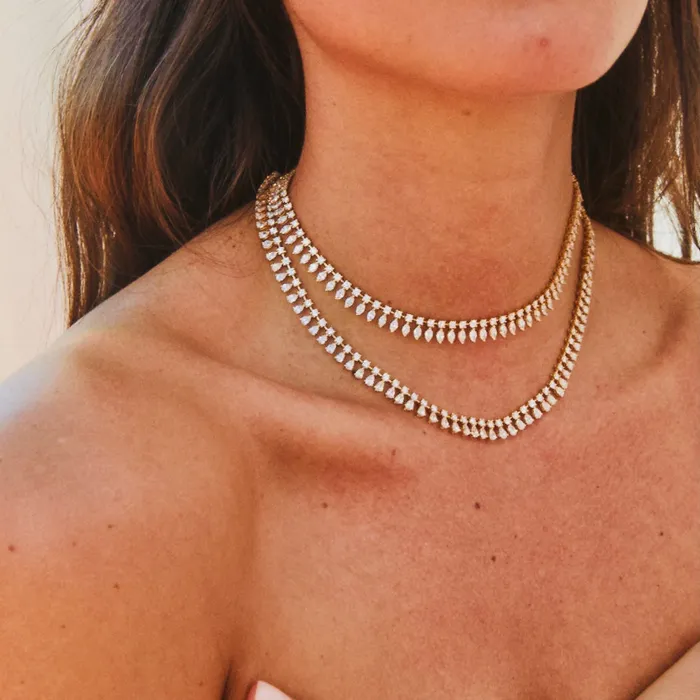anitako Necklaces ROUND AND MARQUISE DIAMOND SHAKER NECKLACE