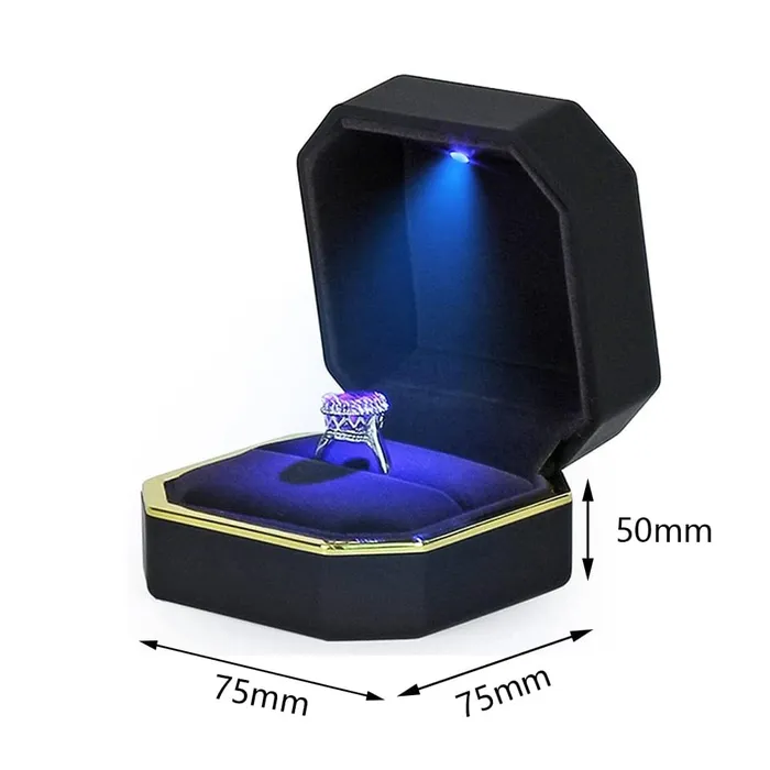Black LED Jewelry Ring Box VVS Jewelry Rings