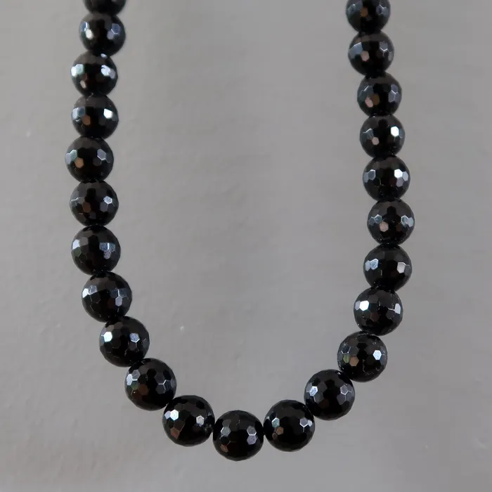 Black Tourmaline Necklace HighClass Heroine Faceted Gems Satin Crystals Necklaces
