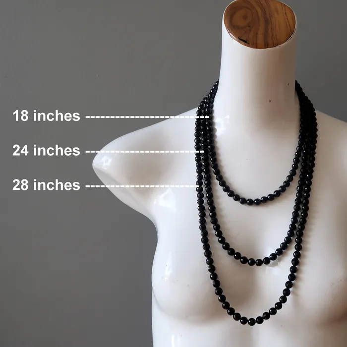 Black Tourmaline Necklace HighClass Heroine Faceted Gems Satin Crystals Necklaces