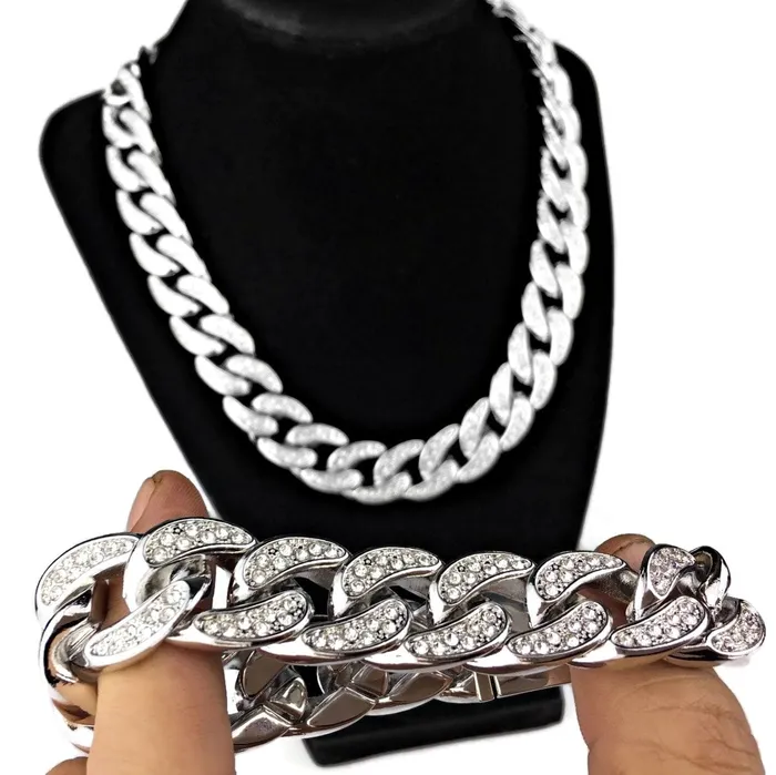 Bling Cartel Admin Bracelets Silver Tone 18 Cuban Link Choker Chain Iced Bracelet 18MM Bling Cartel Admin Bracelets Silver Tone 18 Cuban Link Choker Chain Iced Bracelet 18MM