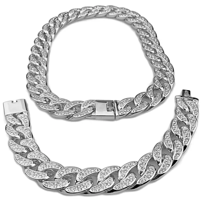Bling Cartel Admin Bracelets Silver Tone 18 Cuban Link Choker Chain Iced Bracelet 18MM