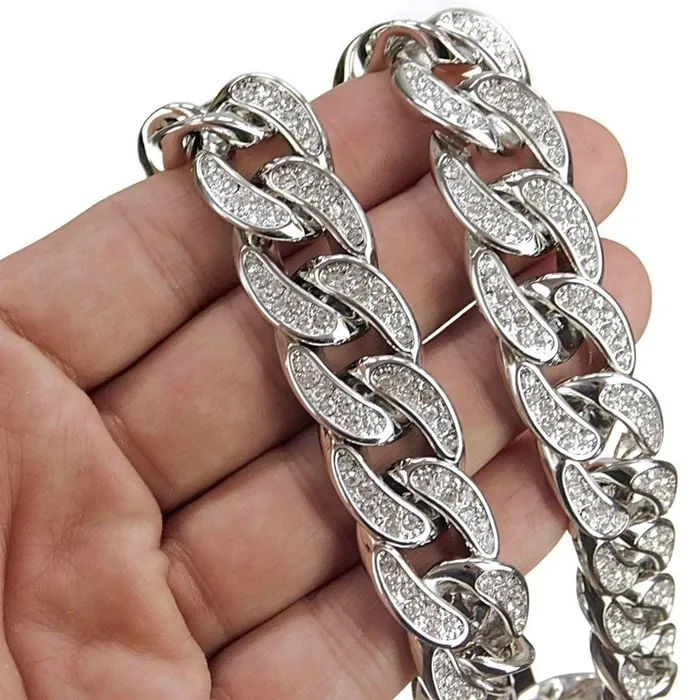 Bling Cartel Admin Bracelets Silver Tone 18 Cuban Link Choker Chain Iced Bracelet 18MM