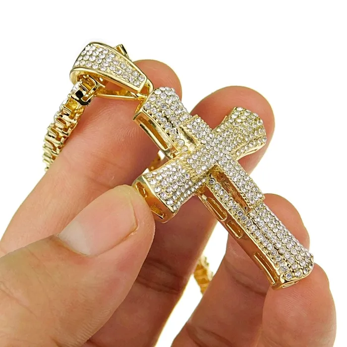 Bling Cartel Admin OneRow Gold Finish 24 Cross Tennis Chain Necklace Necklaces