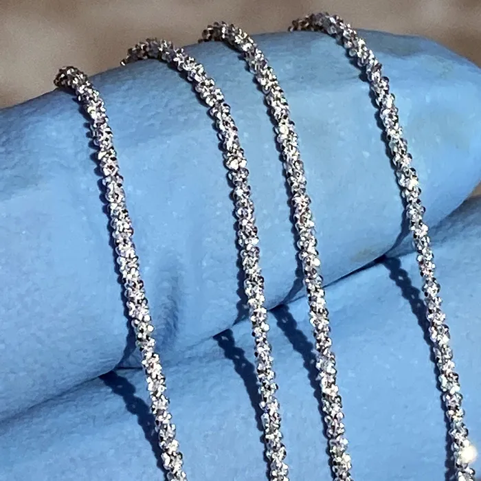 Bling Cartel Necklaces 925 Sterling Silver Sparkle DiamondCut Rope Chain Margarita Necklace 1MM