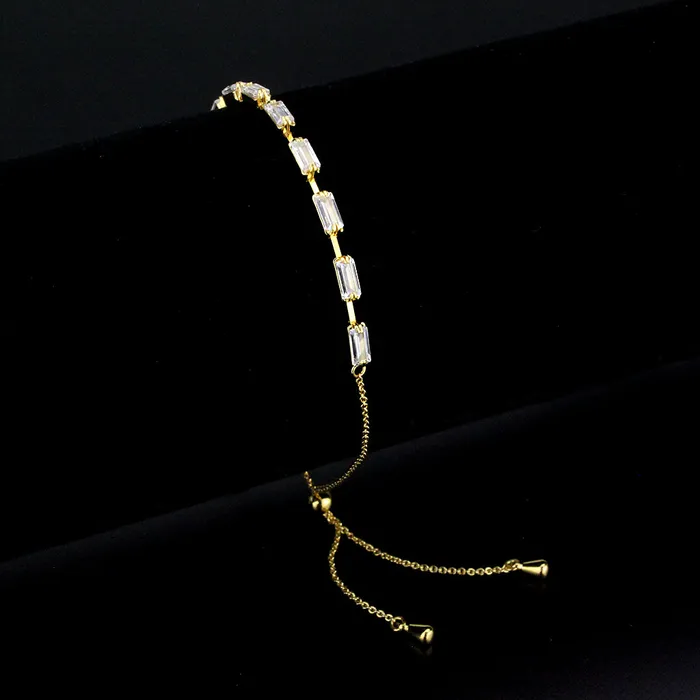 Bracelets Alamode 3W1656 Gold Brass Bracelet with AAA Grade CZ in Clear
