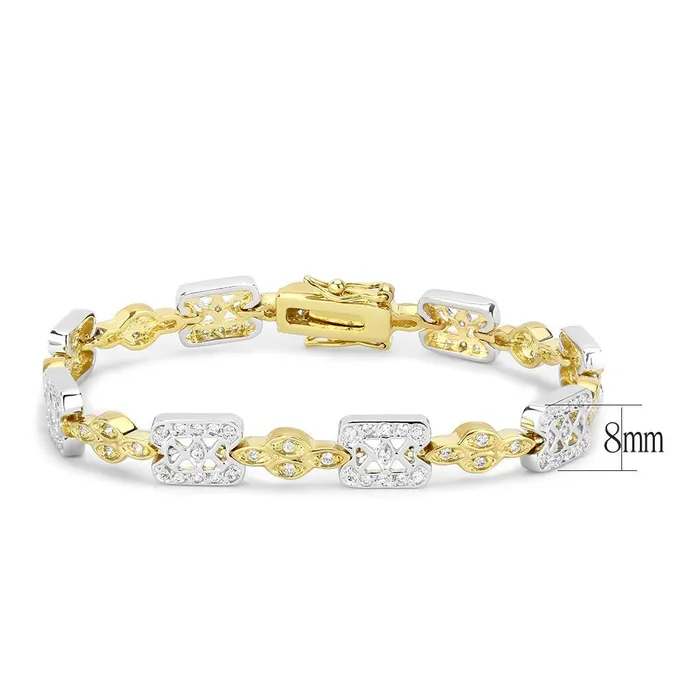Bracelets Alamode LO4741 GoldRhodium Brass Bracelet with AAA Grade CZ in Clear
