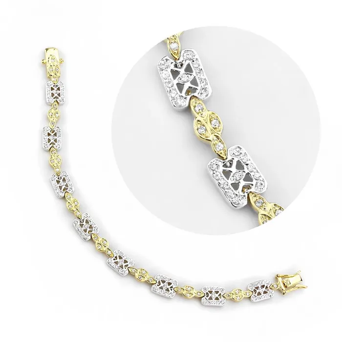 Bracelets Alamode LO4741 GoldRhodium Brass Bracelet with AAA Grade CZ in Clear