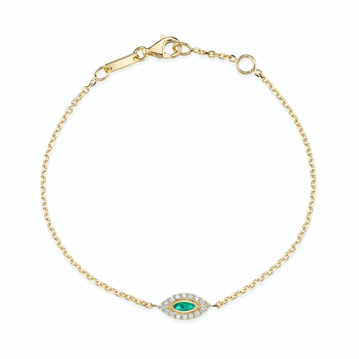 Bracelets anitako EMERALD EVIL EYE CHAIN BRACELET