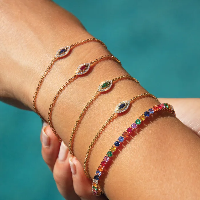 Bracelets anitako EMERALD EVIL EYE CHAIN BRACELET