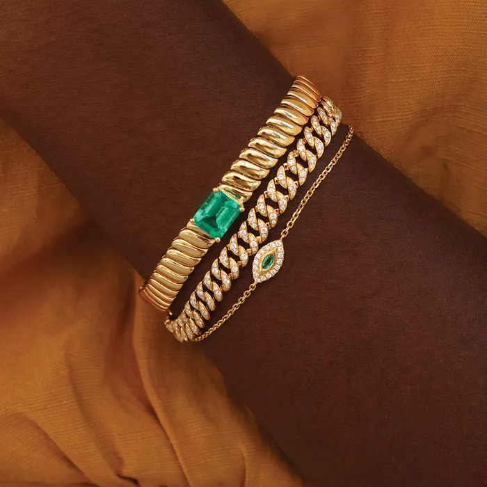 Bracelets anitako EMERALD EVIL EYE CHAIN BRACELET