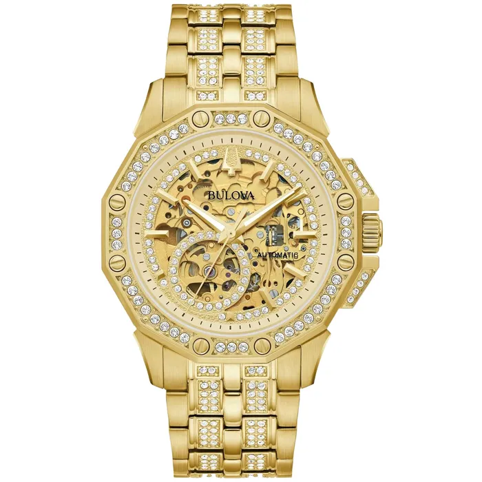 Bracelets Bulova Bulova Mens Watch Octava Automatic Crystal Gold Tone Dial Bracelet 98A292 Bracelets Bulova Bulova Mens Watch Octava Automatic Crystal Gold Tone Dial Bracelet 98A292